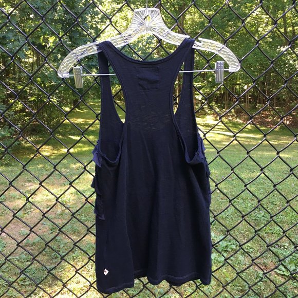 Navy Hollister Ruffled Flowy Tank - Picture 2 of 3